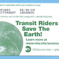 2008 Green MetroCard - Transit Riders Save The Earth